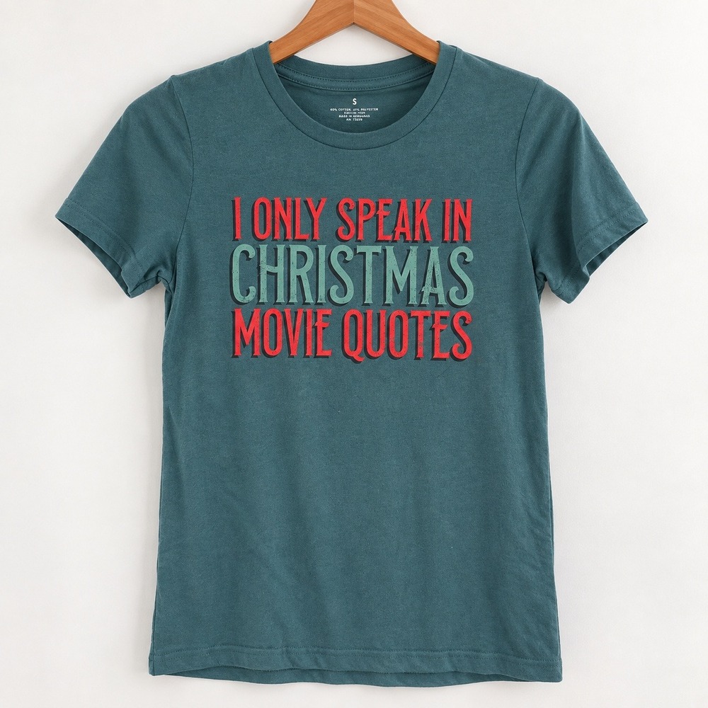 Christmas Movie Quotes Graphic Tee Small Green Holiday Aesthetic Festive T-Shirt